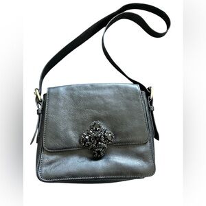 Juicy Couture black leather bag with jeweled embellishment